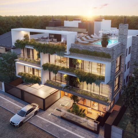 Apartamento 1 dormitório com suíte e rooftop com piscina no Centro