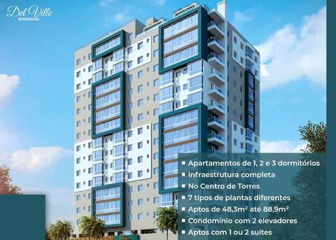 Apartamento 2 dorm (1 suíte) com lazer completo em Torres